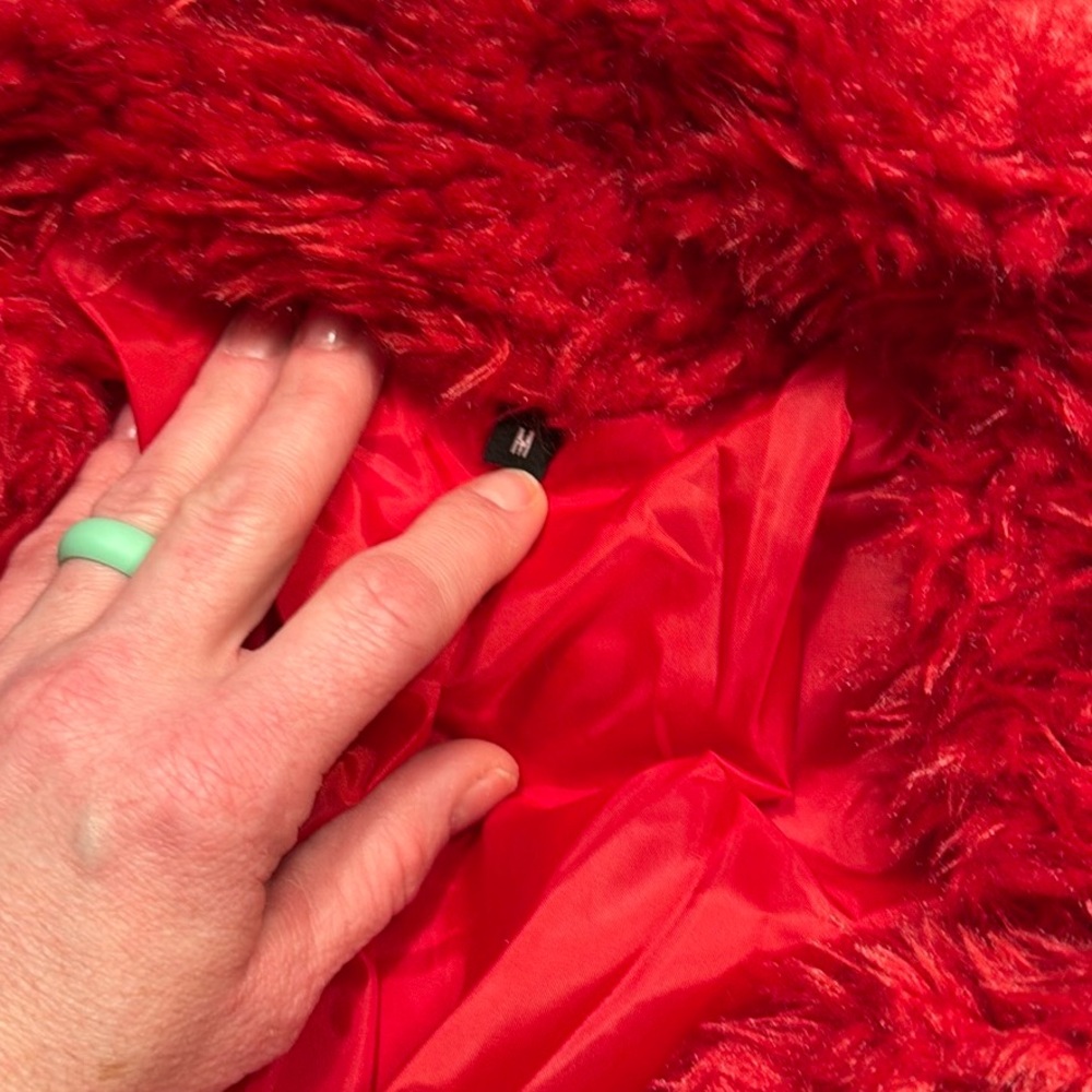 Women's Red Faux Fur Coat - Picture 2 of 3